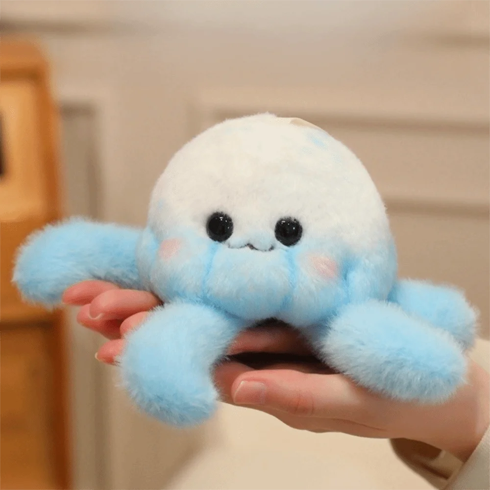 Soft Jellyfish Plush Toy Fluffy Pink Blue Jellyfish Plush Keychain Flower Buckle Rotating Jellyfish Hanging Doll Bag Charm