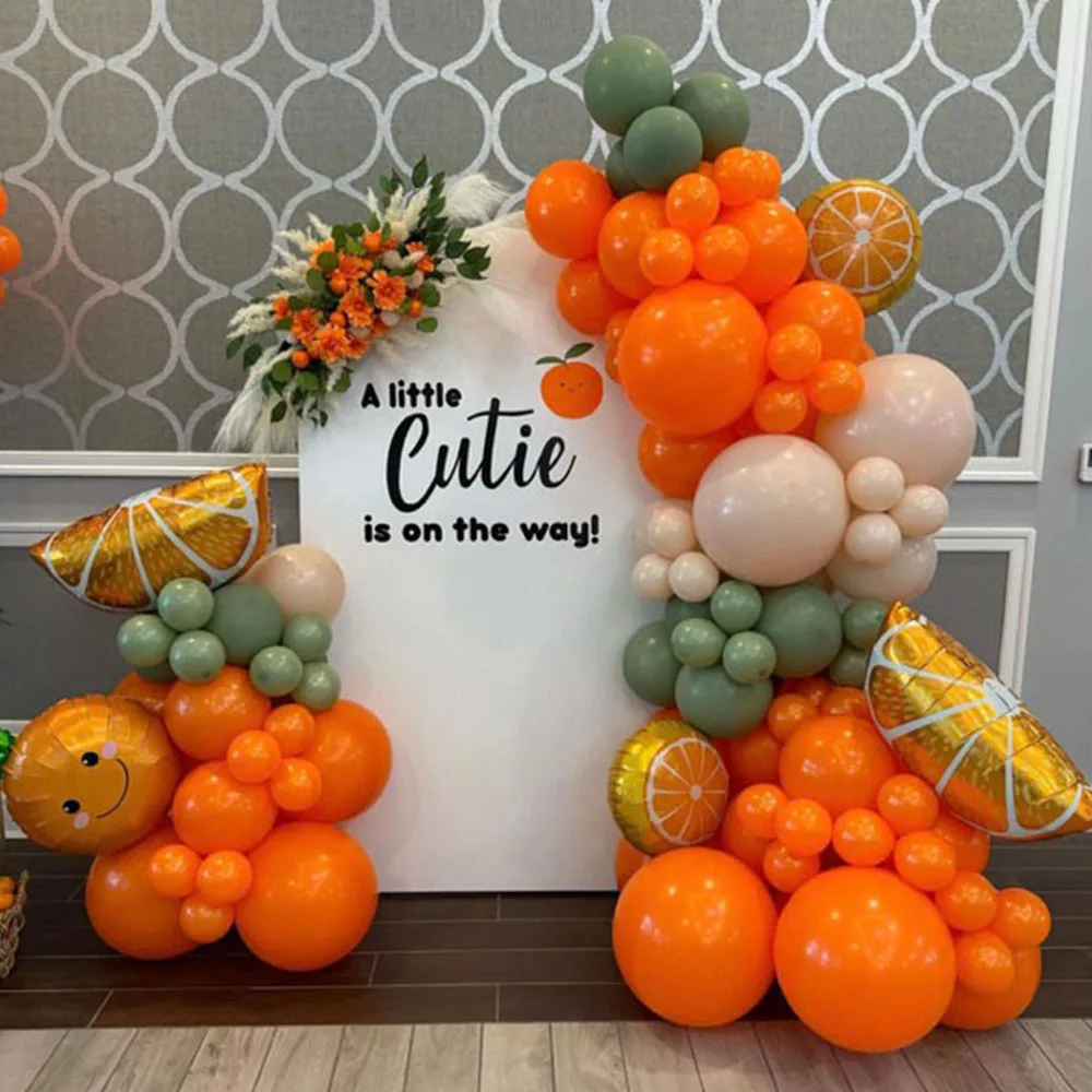 

102pcs Orange Balloon Garland Arch Kit Little Cutie Orange Summer Fruit Themed Birthday Wedding Party Decor Baby Shower Supply