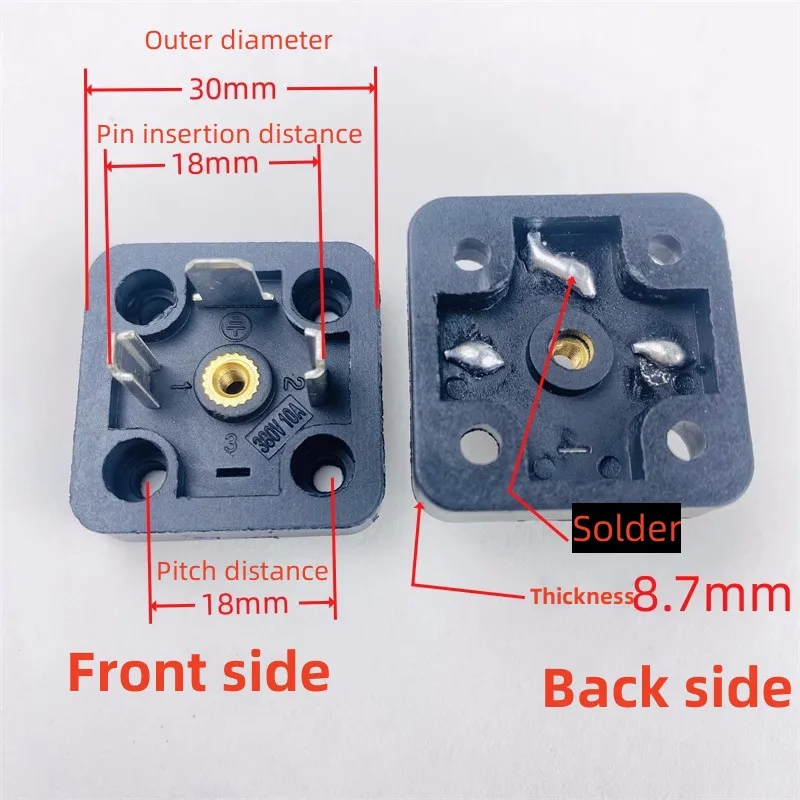 10 Pcs/Lot DIN43650A Electromagnetic Valve Plug Socket Pin Connector Junction Box Square Base 4 Pins 4 Holes 3 Plugs A Type