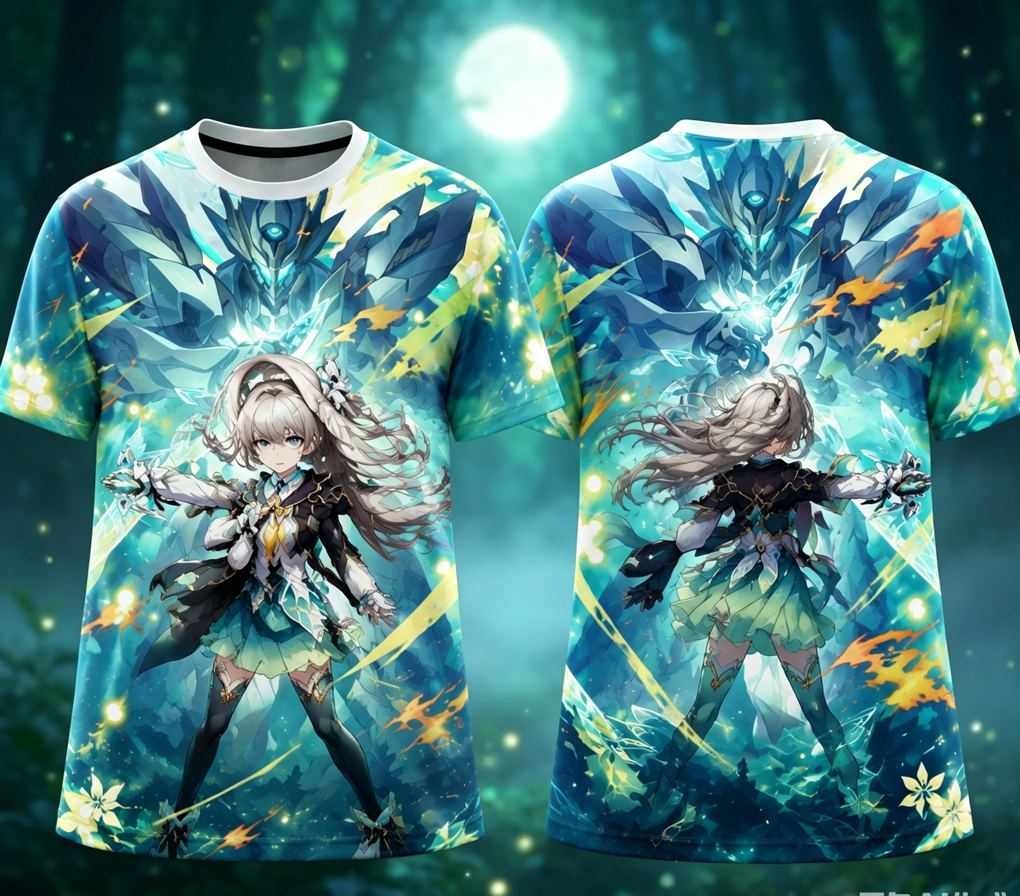 Firefly Honkai Star Rail Anime Full‑Print T‑Shirt Unisex O‑Neck Short‑Sleeve Casual Streetwear Tops For Men Women