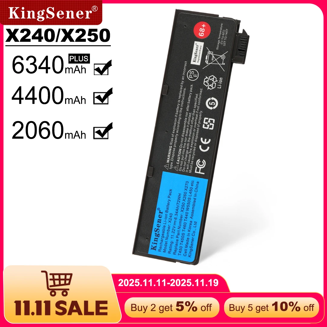 

KingSener аккумулятор для ноутбука Lenovo ThinkPad X240 T440S T440 X250 X260 X270 T450S T460 T450 T450S T550 T560 45N1126 45N1127