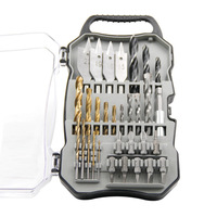 31pcs Woodworking Household DIY Drilling Series Set Twists Drill Flat Drill Construction Drill Bit set,with Plastic Box