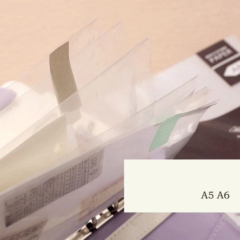 50pcs A5 Transparent Loose-Leaf Notebook Sheet Protectors Organizer Document File Bag Collect Book Card Photo Storage Pockets