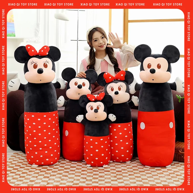 Disney Mickey Anime Peripheral Cartoon Cylinder Pillow Large Cloth Doll Children'S Gift Wholesale Plush Toy Birthday Gift Mouse