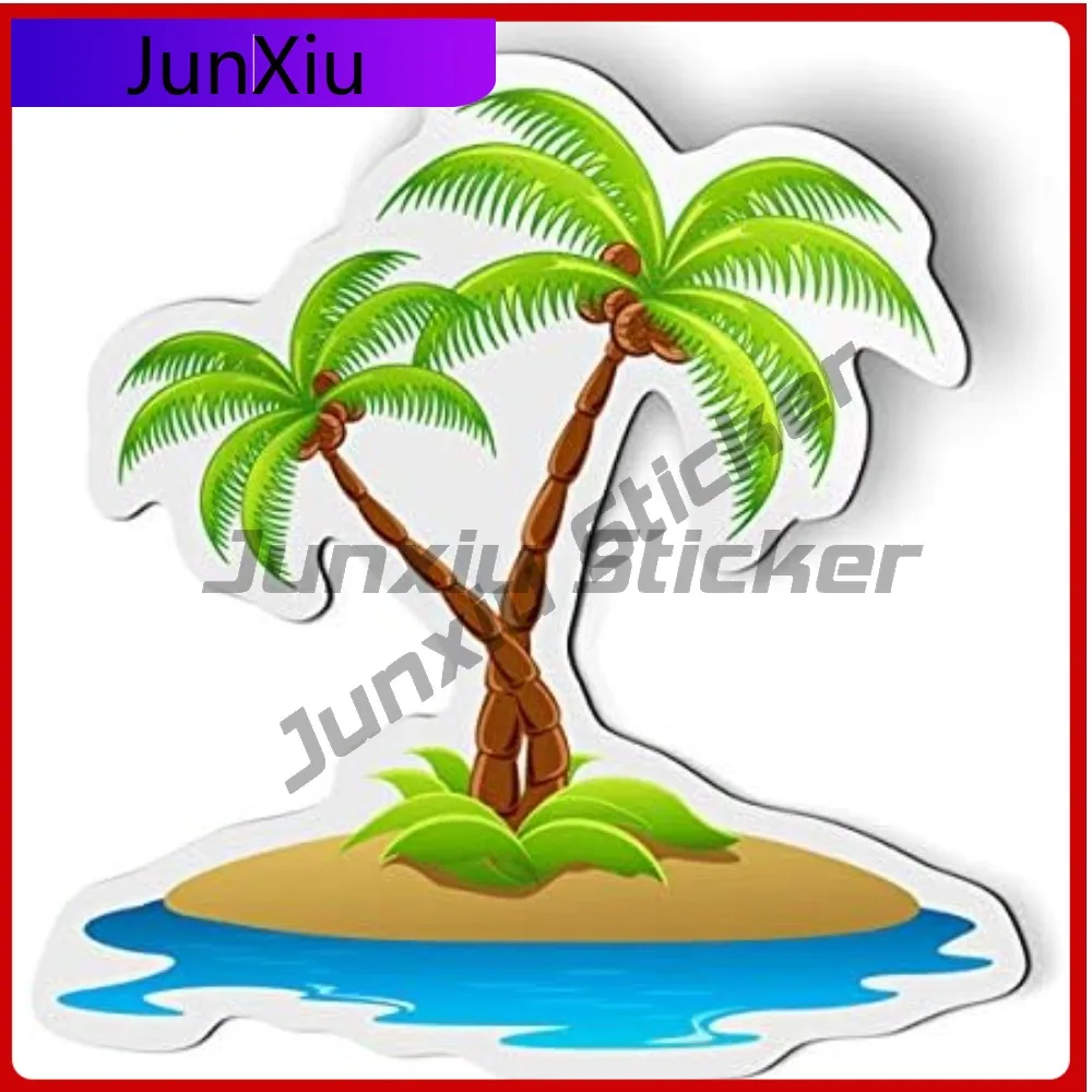 

Island with Palm Cute Limited Scratch Resistant Aesthetic Bumper Decal Decoration Waterproof Vinyl Car Laptop Window Auto