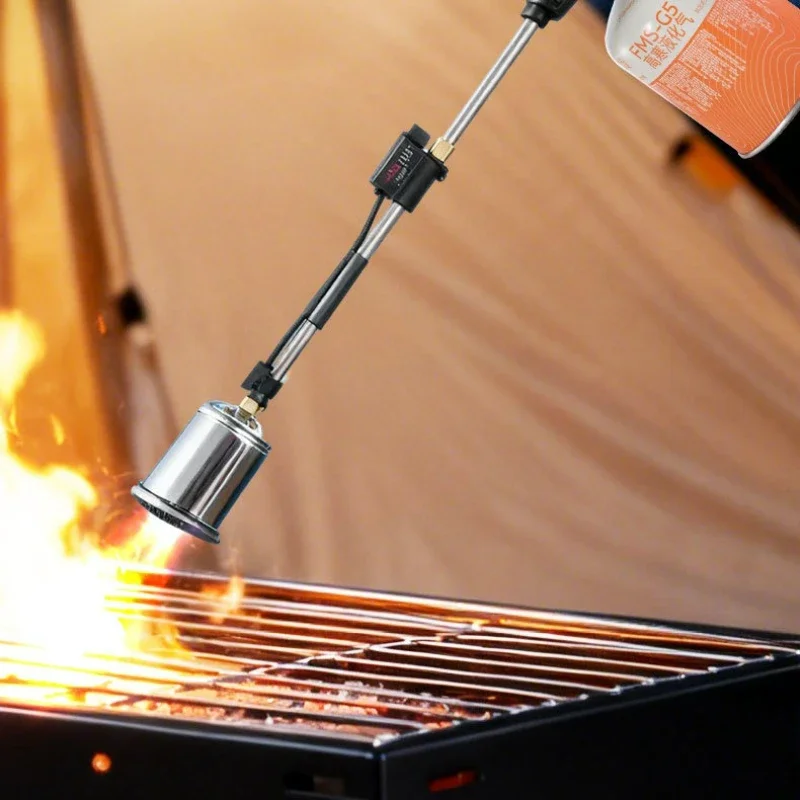 

High-Power Mountain Canister Long Rod Fire Gun for Outdoor Weeding, Camping, and Barbecue - Efficient and Powerful Torch