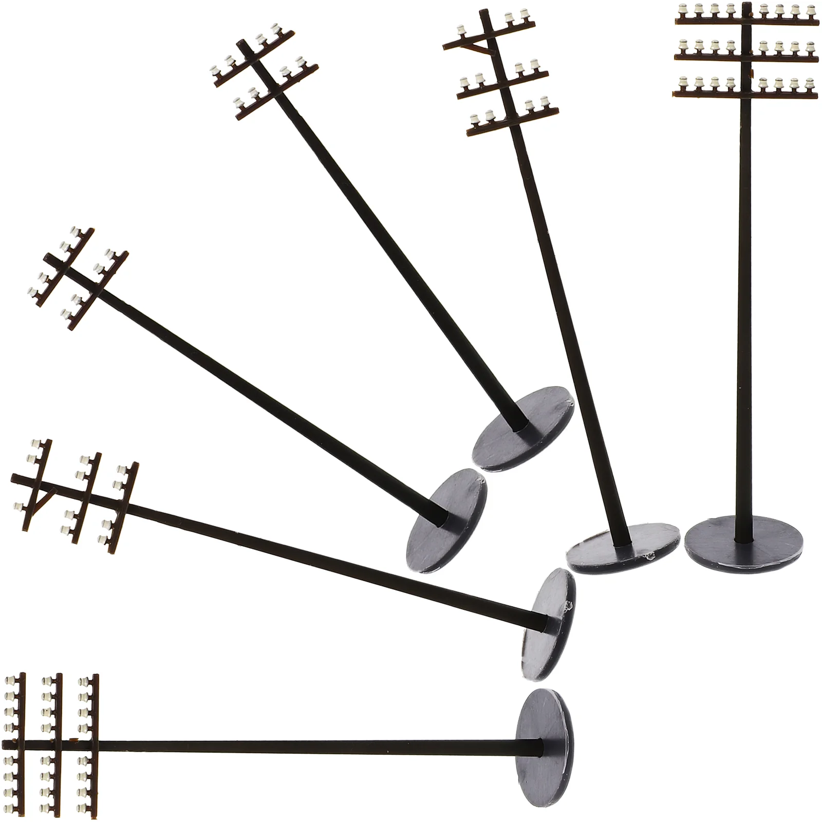 

6 Pcs Micro Landscape Telephone Pole Black Telegraph Poles Models Train Toy Set Scenario Abs Plastic Sand Table Fake Child Miss