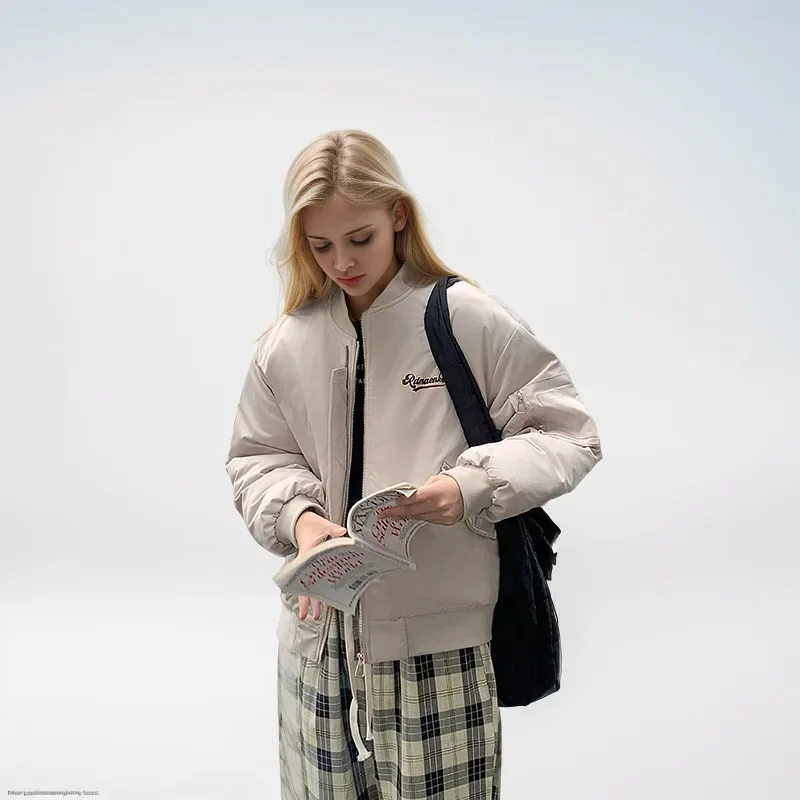 

2025 Women's New Winter Bomber Jacket Female Thicken Warm Zipper Baseball Jacket Women's Sweat Cotton Jacket Lady Parkas Coats