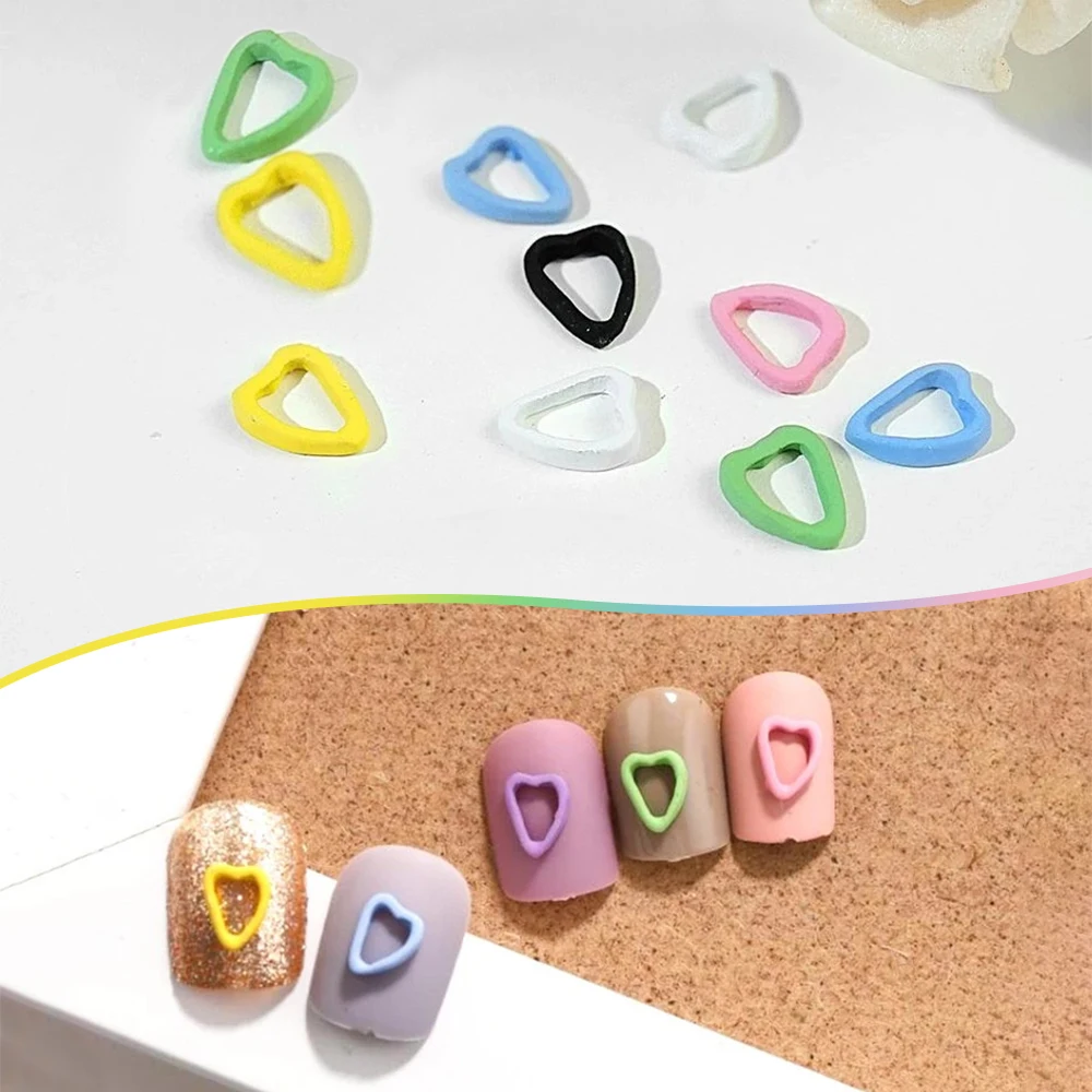 Colorful Hearts Nail Charms Cute Love Jewelry Valentines Day Nail Art Decorations 3D Hollow Parts Manicure Accessories