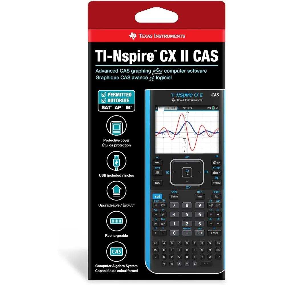 TI-Nspire CX II CAS Color Graphing Calculator with Student Software (PC/Mac)