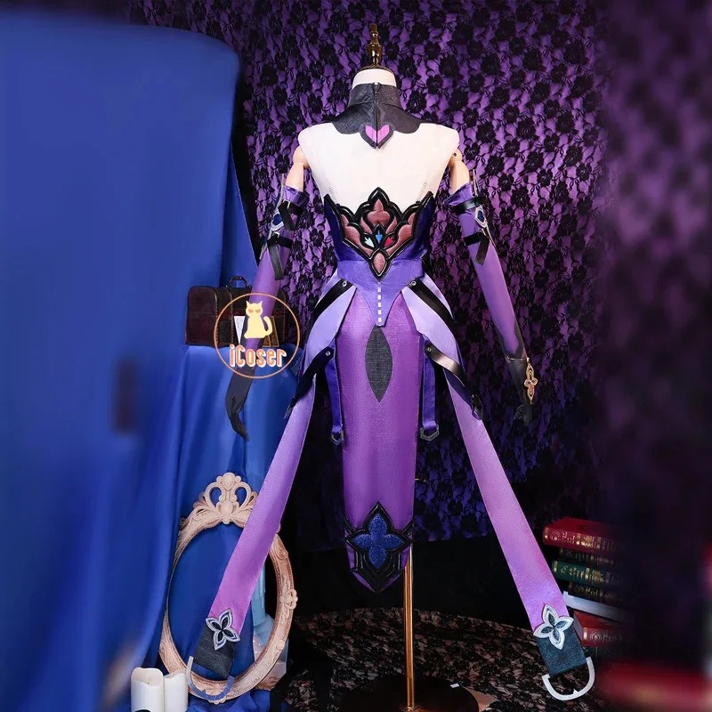 Honkai Star Rail Black Swan Cosplay Costume Perruque Robe Violet Uniforme Chapeaux Jardin de Recollection Fête d'Halloween pour Femmes ;