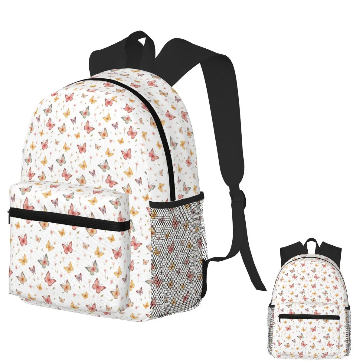 

Hand-Drawn Colorful Butterflies Pattern Student Backpack School Bag Hiking Travel Daypack for Men Women Bookbag Shoulder Bags
