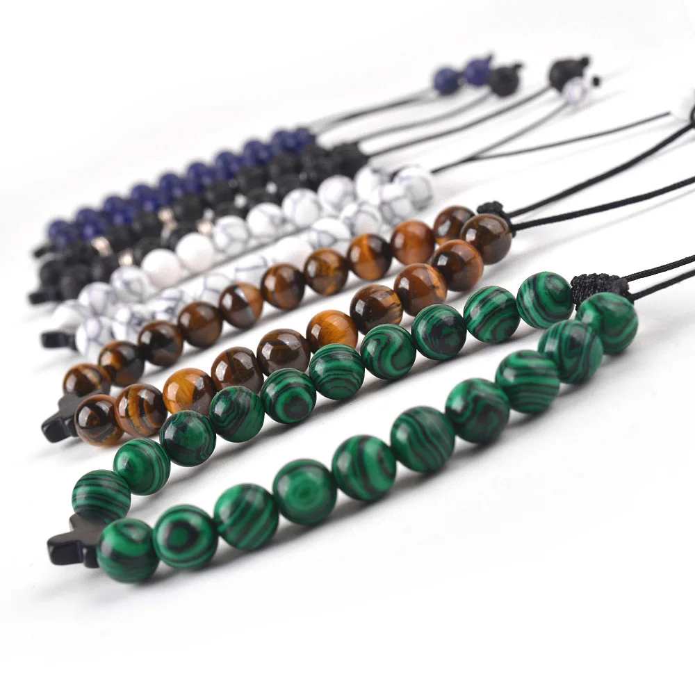 سوار مطرز بحجر عين النمر، مجموعة زوجين من عقدة متقاطعة منسوجة يدويًا، هدية مجوهرات بوهو أنيقة للجنسين من الأحجار الكريمة الطبيعية للرجال والنساء #2