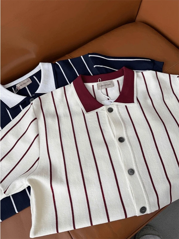 

Элитная мужская летняя футболка из трикотажа с эффектом прохлады, модный полосатый дизайн с контрастными цветами