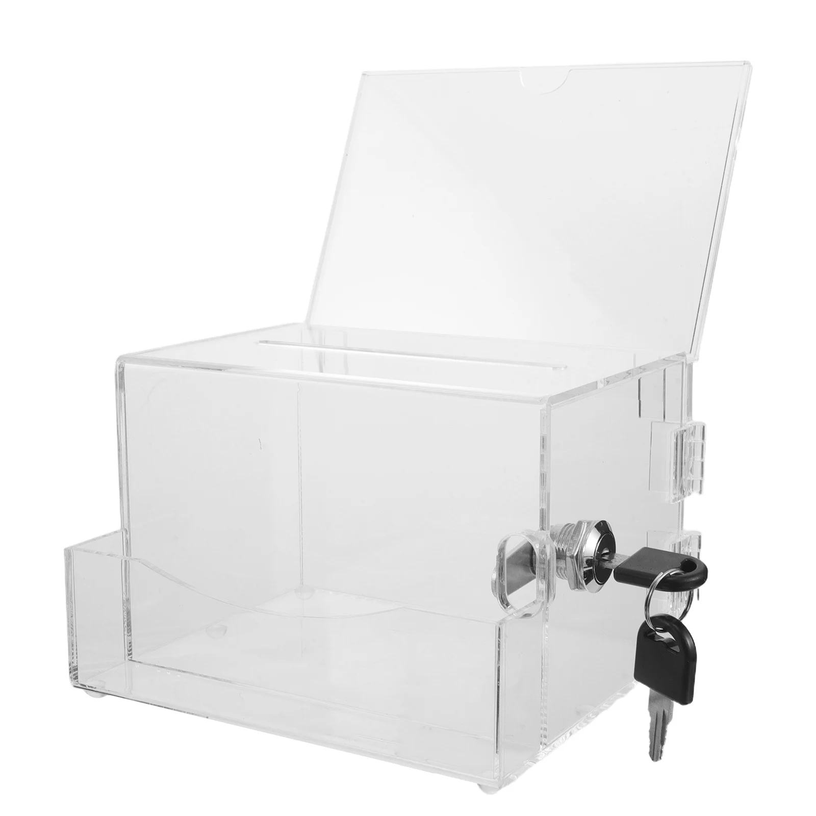 Acrylic Lock Box Clear Donation Tip Jar Ballot Suggestion Case Fundraising Voting Raffle Restaurant Money Box Raffle Jar