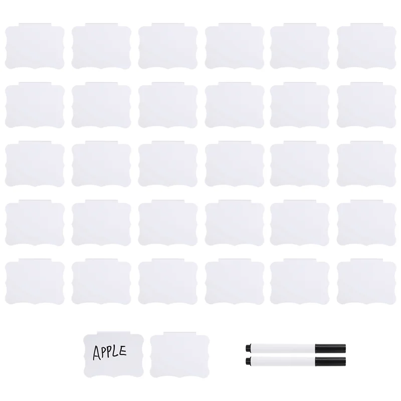 ABRT-32 Pieces Basket Labels Clips And Pens Set, Includes 32 Pieces Kitchen Clip Label Holder And 2 Pieces Chalk
