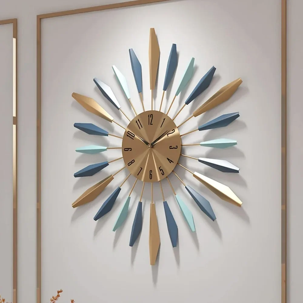 

Wall clock metal decoration, medieval silent non-ticking bell, modern home decoration, suitable for living room, bedroom