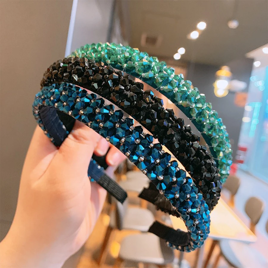 Cerchi per capelli di lusso con strass per le donne fasce per capelli lucide di cristallo accessori per capelli coreani per ragazze fasce per