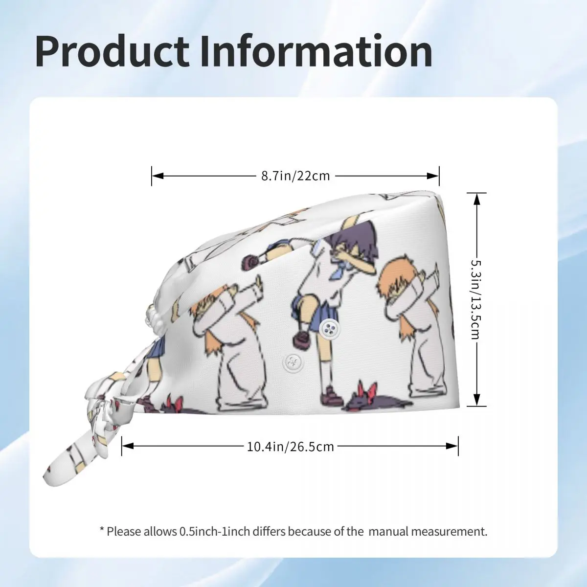 Scene Of Nano And Hakase Dabbing Azumanga Daioh Scrub Hat Doctor Working Surgical Cap Adjustable Nursing Caps for Dentist