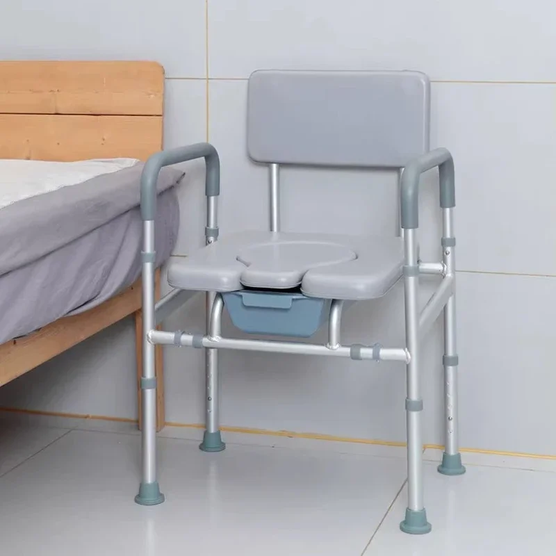 2 in 1 Toilet Chair for Elderly Pregnant Adjustable Wide Seat Mobile Toilet Booster Bedside Commode Seat Bathroom Shower Chair