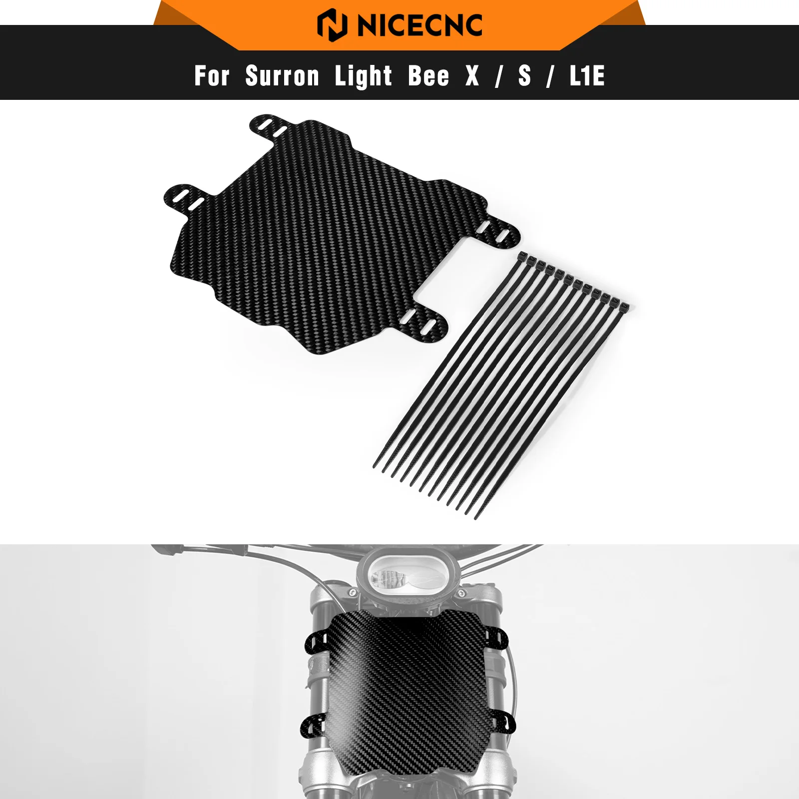 

NICECNC For Surron Light Bee X S L1E Carbon Fiber Front Number Plate Board For Segway X160 X260 Electric Dirt Bike 2024 2025