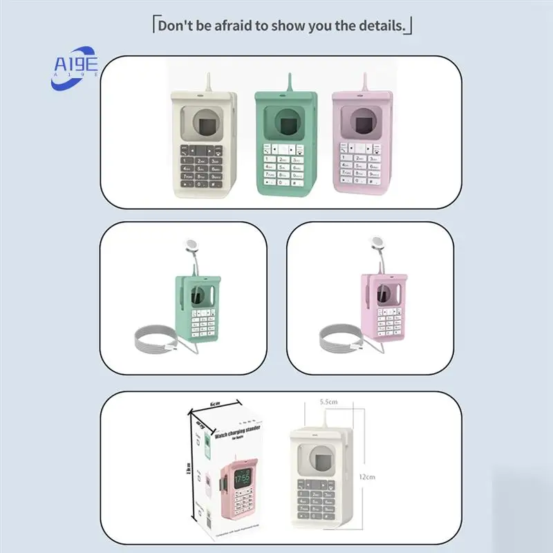 

A19E-силиконовая док-станция, настольный держатель для часов, подставка для зарядного устройства, ретро компьютерная зарядная база с рисунком