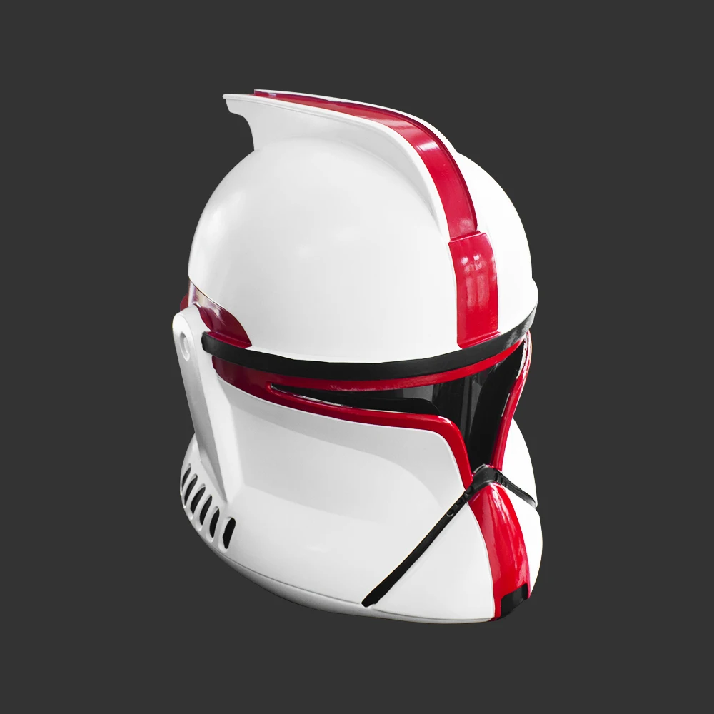 Star SW Clone Soldier Helm in Rot und Weiß, tragbare Cosplay-Maske aus Kunstharz für Halloween, Comic Con, Rollenspiel, Sammlerstück