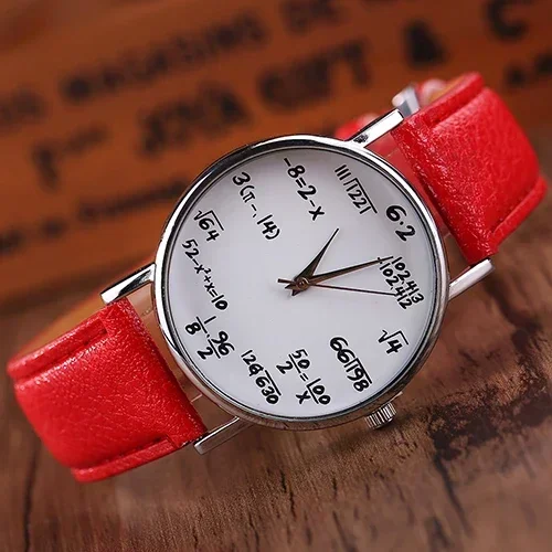 Unisex Fashion Math-Formula Equation Dial Quartz Watch Women Clock CasualSports Leather Wrist Watch Women Watches Reloj Mujer