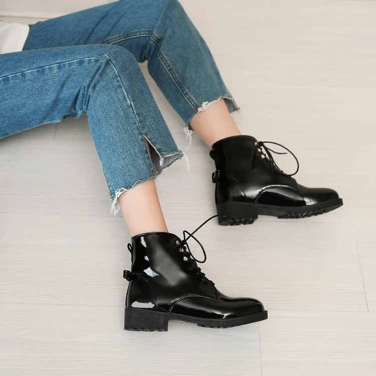 

2025 British Style Women ankle Boots Square Heel lace up Comfortable Anti-slip short Boots Soft Leather Casual Boots