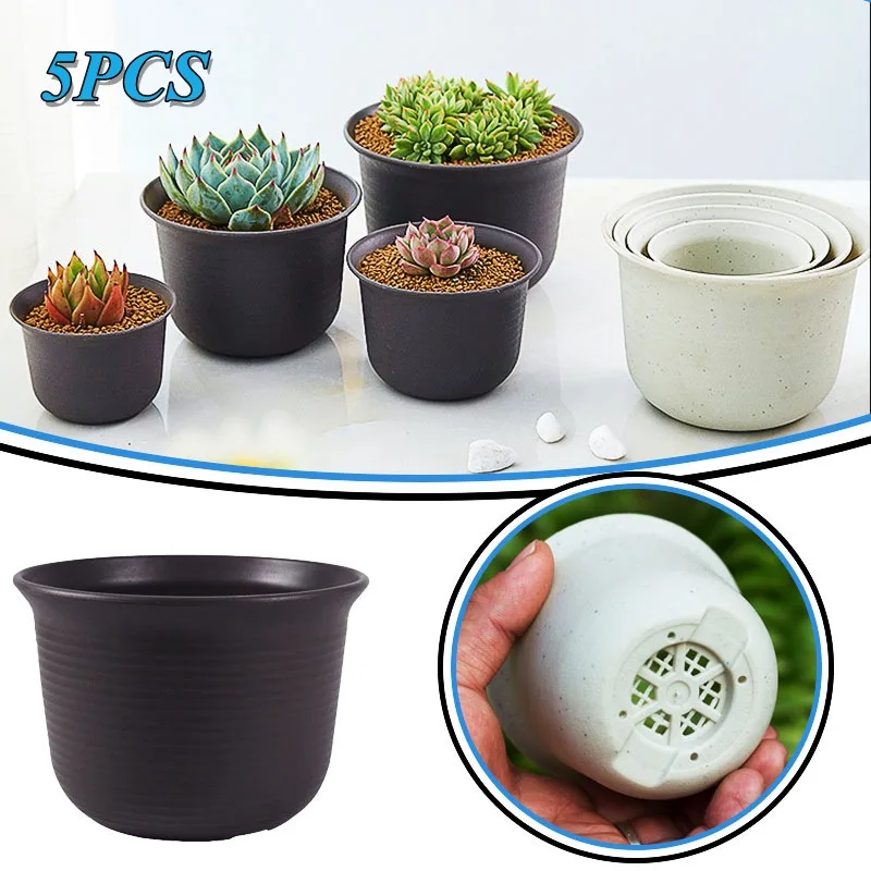 5PCS Thickened Resin Plant Plastic Balcony Garden Decoration Flower Pot Succulent Simple Pot Creative Anti-Ceramic Flower Pot