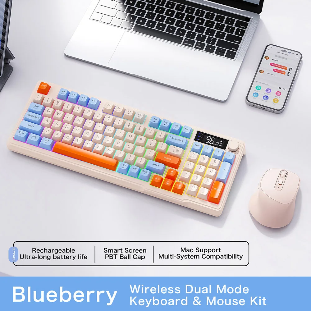 Imagem -04 - Teclado Bluetooth sem Fio M96 Modo Dual 2.4g Bt5.0 94 Teclas Rgb Retroiluminado Hot Swappable Jogos pc Laptop