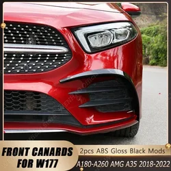 Car Front Canards Apron Bumper Splitter Spoiler for Mercedes Benz W177 A180 A200 A250 A260 AMG A35 2018-2022 Aero Body Kits