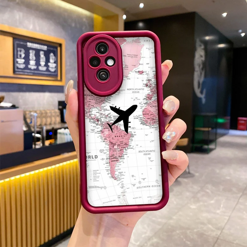الإبداعية خريطة السفر طائرة نمط زوجين قضية الهاتف لهواوي الشرف 200 400 90 لايت X7 8X X9 برو ماجيك 7 6 5 برو غطاء ناعم