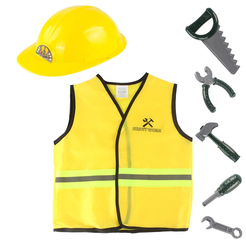 Kids Role Play Costumes Halloween Cosplay Police Doctor Children's Pretend Play Firefighter Builder Uniforms Boys Girls Outfits