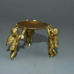 Chinese Brass 3 Angel Oil Lamp Candle Holder Candlestick Statue