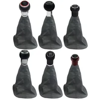 5 speed Gray Leather Gear Stick Shift Knob Gearbox Shift Knob Boot For Audi A6 2 II (C5) 1997-2005 Gearbox Handle Gear Lever