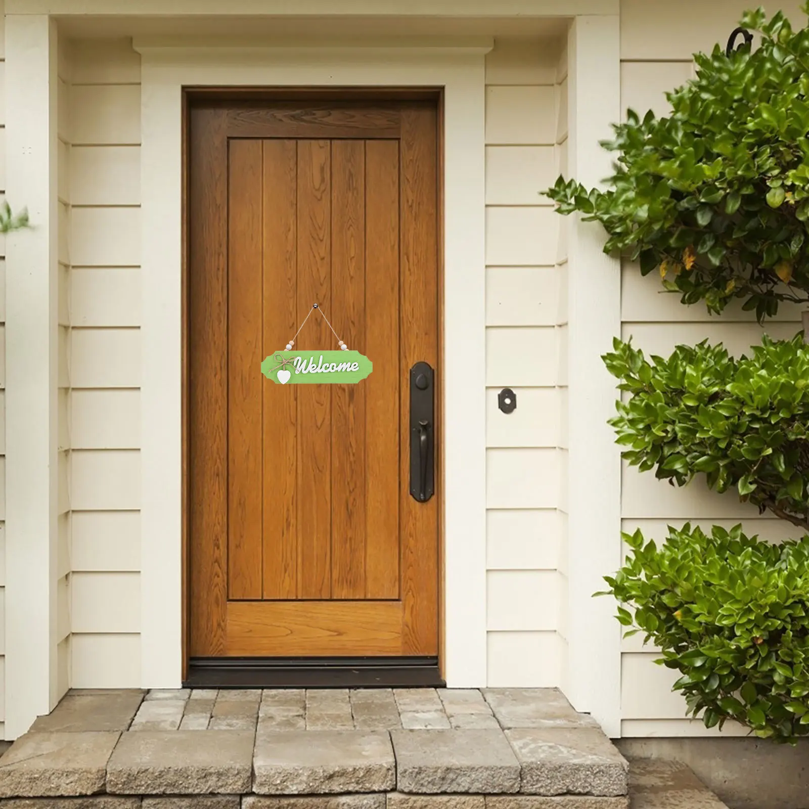 Wooden Welcome Sign Rustic Front Door Decor Hangable Wood Plaque for Porch Courtyard Business Entrance Home Sign