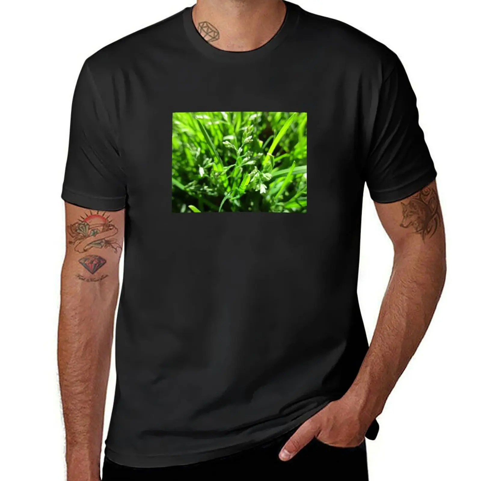 

Bright Green Grass T-Shirt quick-drying oversizeds mens t shirt graphic