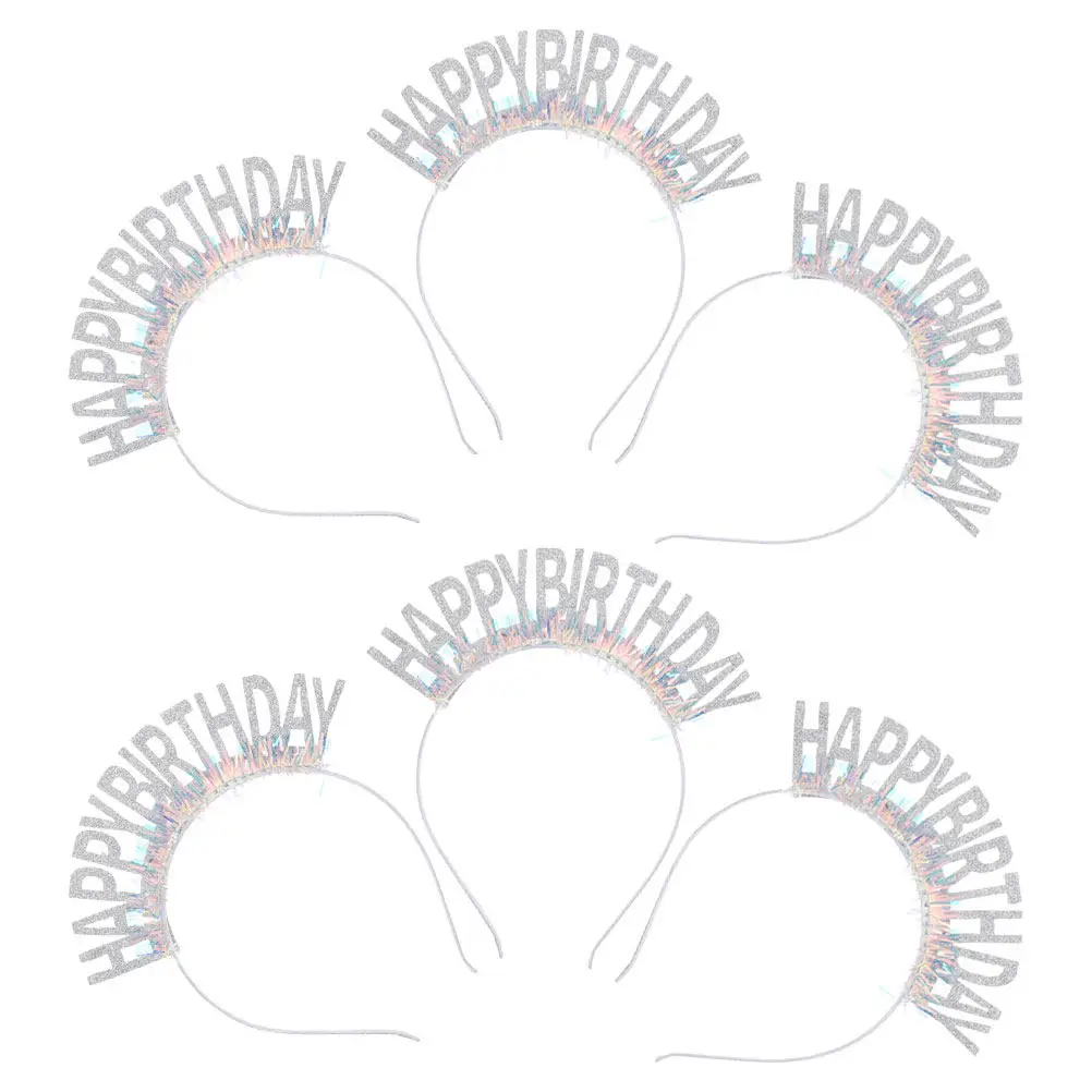

Набор из 6 штук: Обручи для волос на День рождения с блестящим глиттером и дизайном из мерцающей ленты, идеальные для фотосессий, для женщин