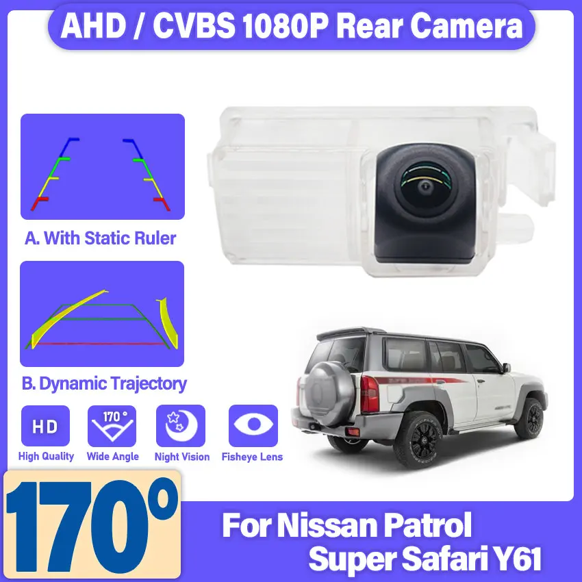 HD AHD 1280P 170 Degree Golden Fisheye Lens Vehicle Rear View Camera For Nissan Patrol Super Safari Y61 Patrol Armada Y62 Car