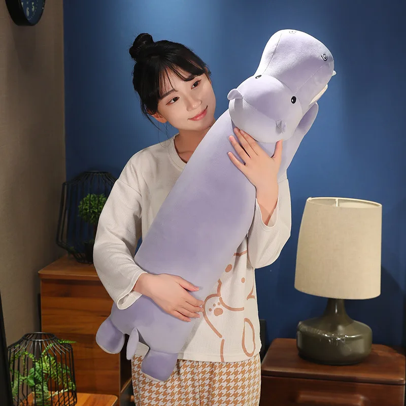 Cute Animal Hippo Long Pillow Plush Toy Hippo Doll Children's Sleeping Leg Puppet Doll Simulation Stuffed Doll Kawaii Toy Gifts