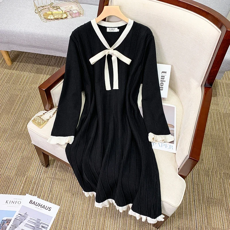 

Халат Элегантное длинное вязаное женское платье-свитер Плиссированное платье с завязками Осень-зима Теплые платья трапециевидной формы Вечерние халаты Pull XQ2