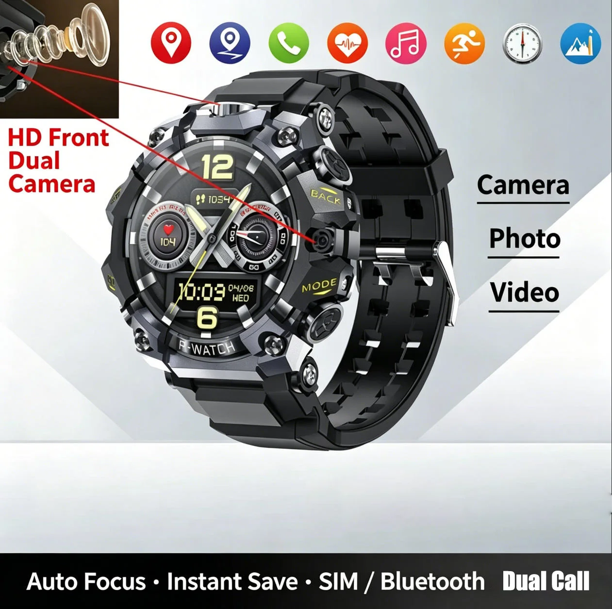 Q668 4G Android Smart Watch with Independent SIM Slot, Dual Front Cameras, Heart Rate & Step Count Sports Wristwatch