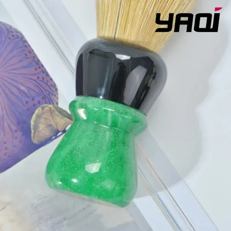 الرجال فرش الحلاقة الرطبة yaqi فرشاة الحلاقة الرطبة YAQI الأخضر فايبر 24 مللي متر الخنزير الخشن مقبض فرشاة الحلاقة للرجل الحلاقة الرطب