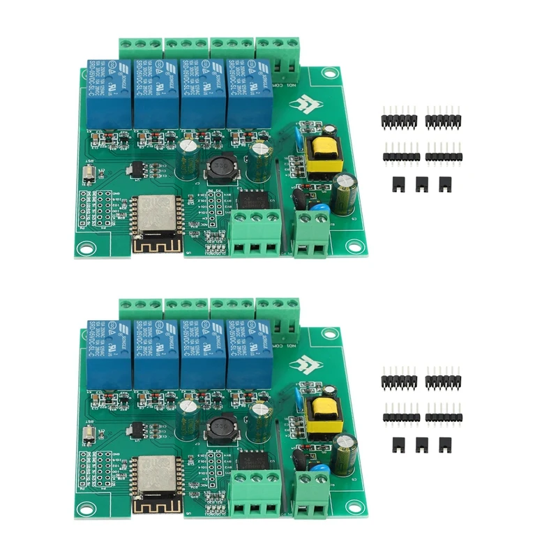

2X ESP8266 Wireless WIFI 4 Channel Relay Module ESP-12F Wifi Development Board For Arduino AC/DC 5V/8-80V Power Supply