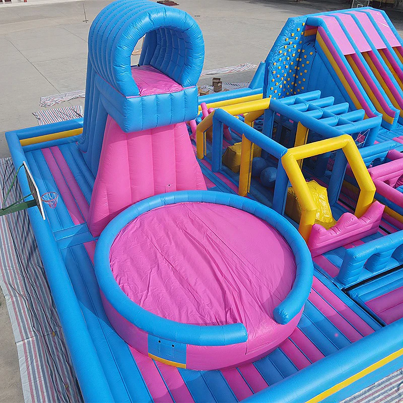 Trampolín inflable al aire libre personalizado, casa de rebote, toboganes de puente inflables gigantes, parque infantil combinado con juego de limpieza