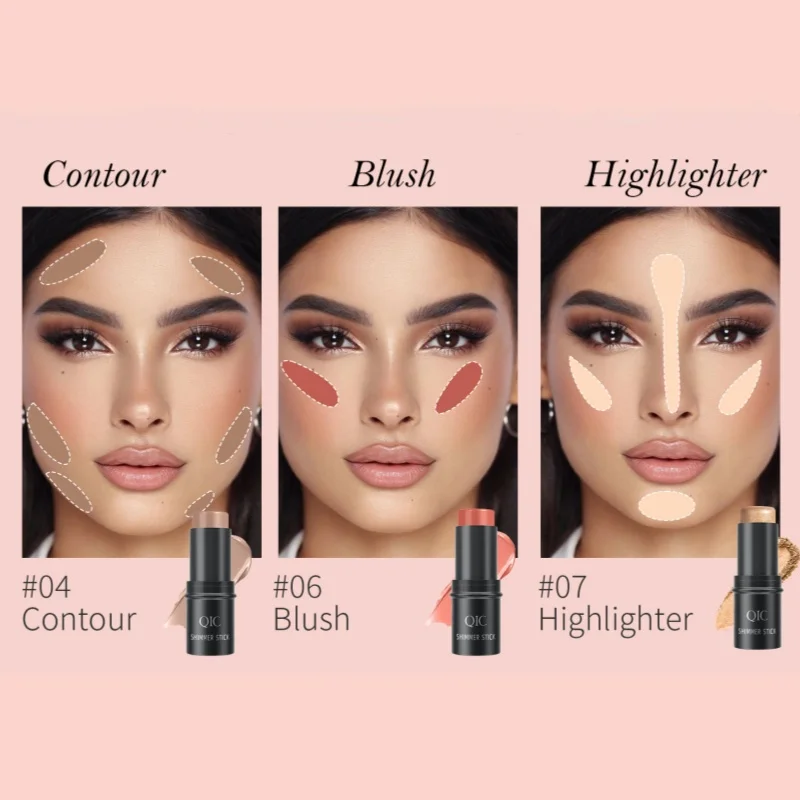 3-teiliger Make-up-Stick, feuchtigkeitsspendender Highlighter und Bronzer, Aufheller und Concealer, langanhaltender und glatter Gesichts-Highlighter