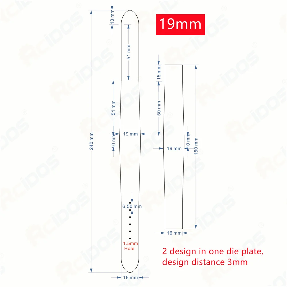 RCIDOS Custom Made Leather Watch Band Cutter,Laser Punch die,Japan Steel Blade DIY Watch Belt Leather Wood Plate Cutting Die