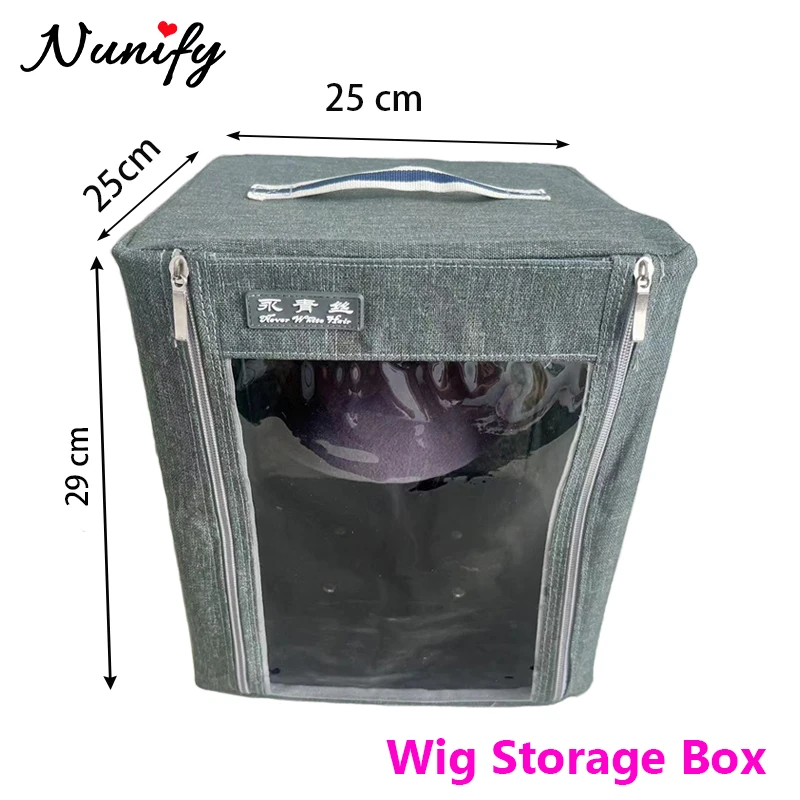 

25*25*29Cm Wig Travel Box With Top Handle Carring Case For Display Wigs Wig Storage Box Anti Dust Hair Bag With Display Head