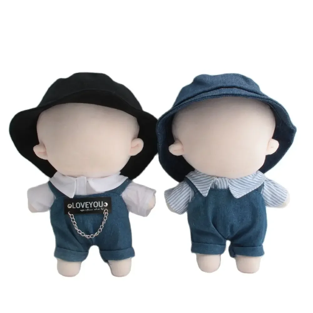 

20CM Doll Clothes Suit Cute Tops Floral Shirt Denim Overall Suspender Pants For Idol Dolls Accessories Cotton Stuffed Toys